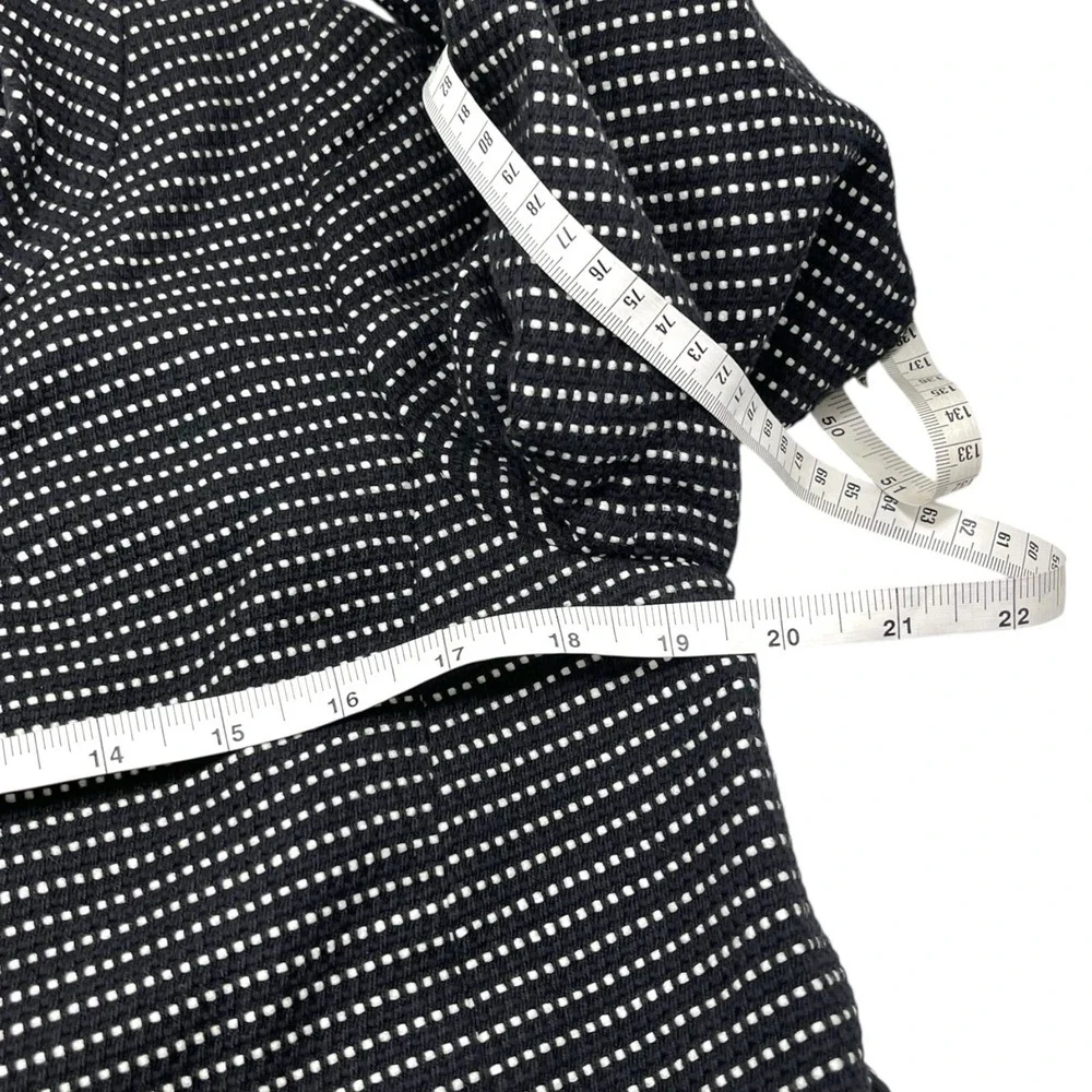 Talbots 12 Black White Polka Dot Cropped Jacket 3/4 Sleeve Button Blazer Preppy